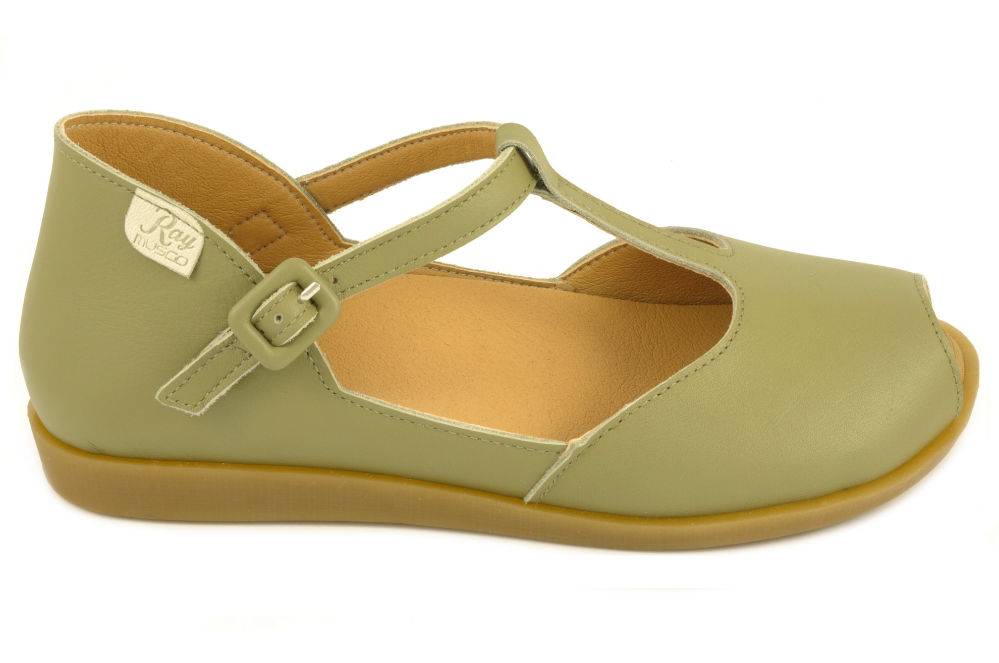 Zapato abierto de los dedos Calzado mujer Ray Musgo PIEL VERDE