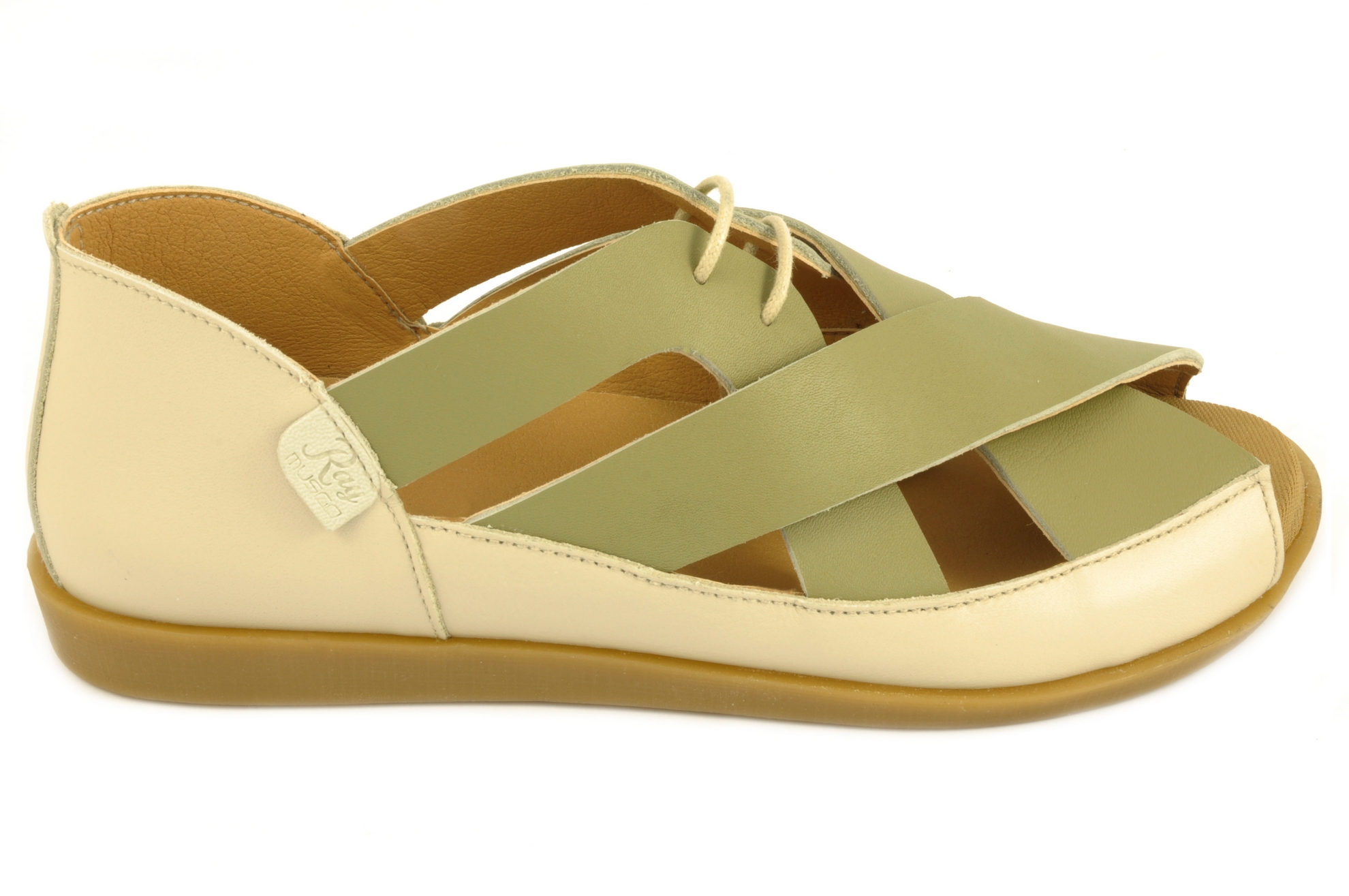 Zapato abierto de los dedos Calzado mujer Ray Musgo PIEL VERDE HIELO