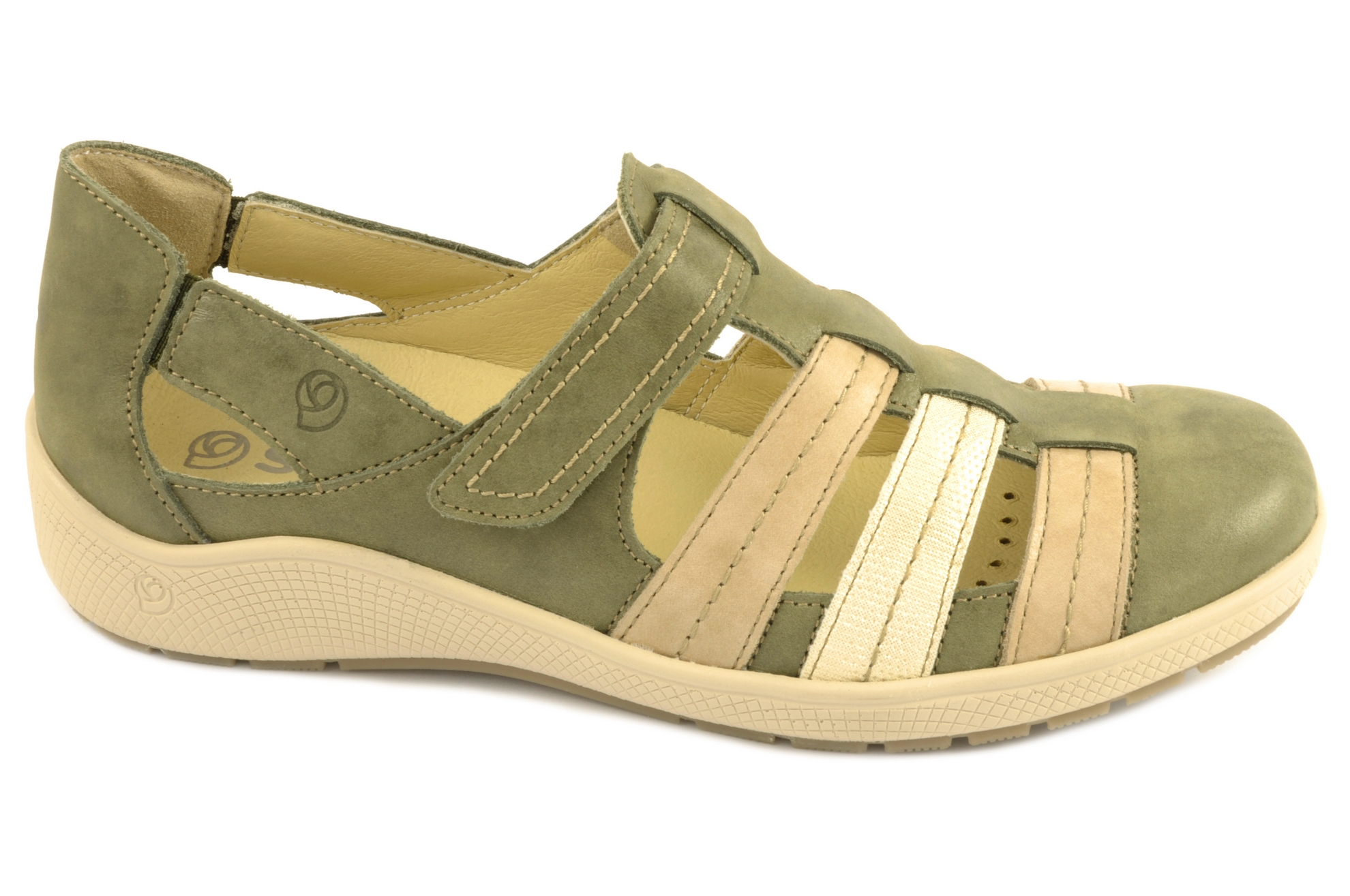 Sandalia cerrada Calzado mujer Suave PIEL VERDE