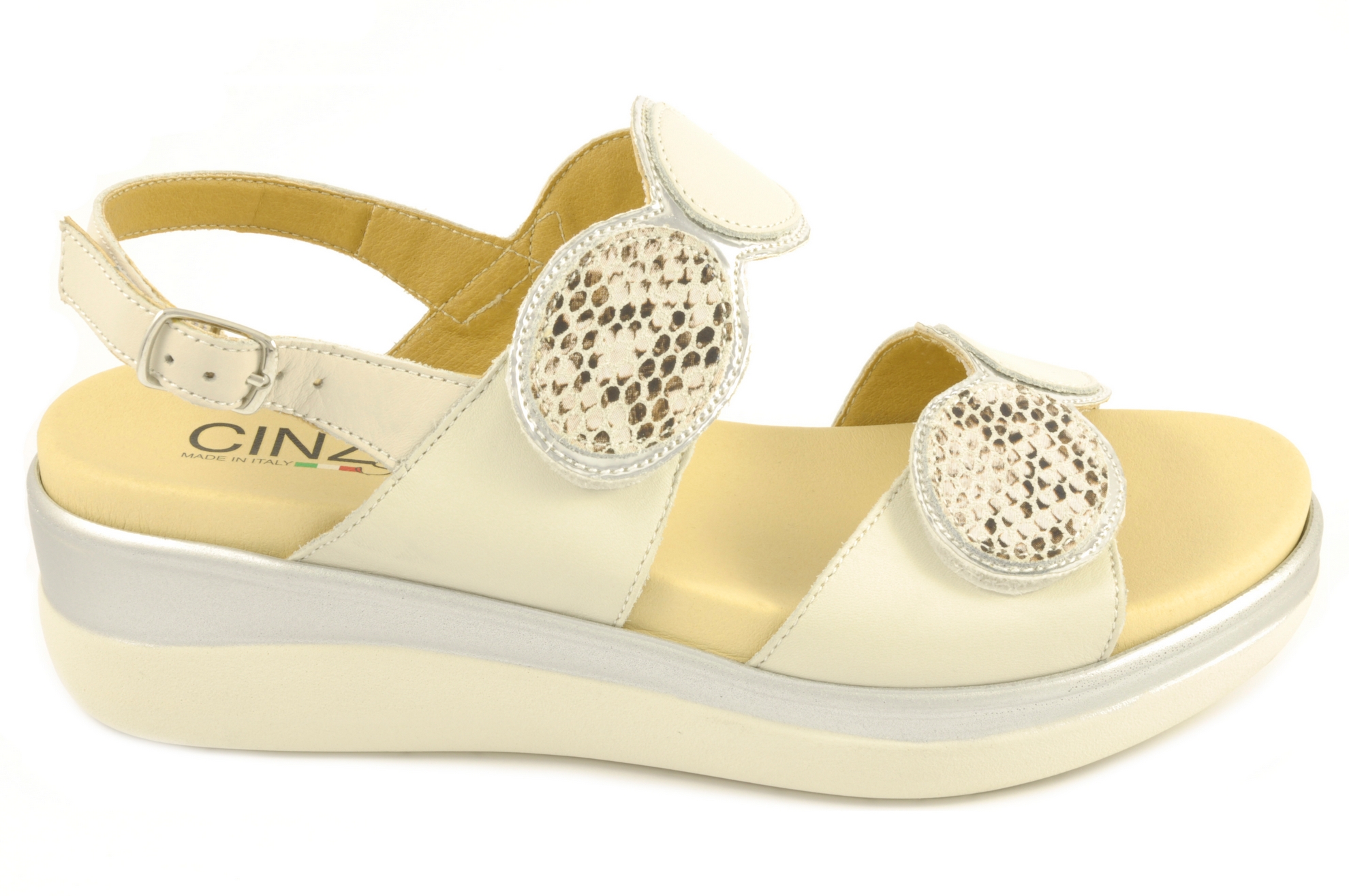 Sandalia con velcro Calzado mujer Cinzia Soft PIEL BLANCO