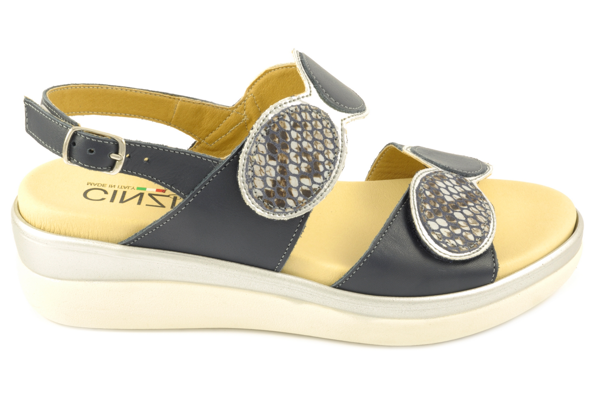 Sandalia con velcro Calzado mujer Cinzia Soft PIEL AZUL