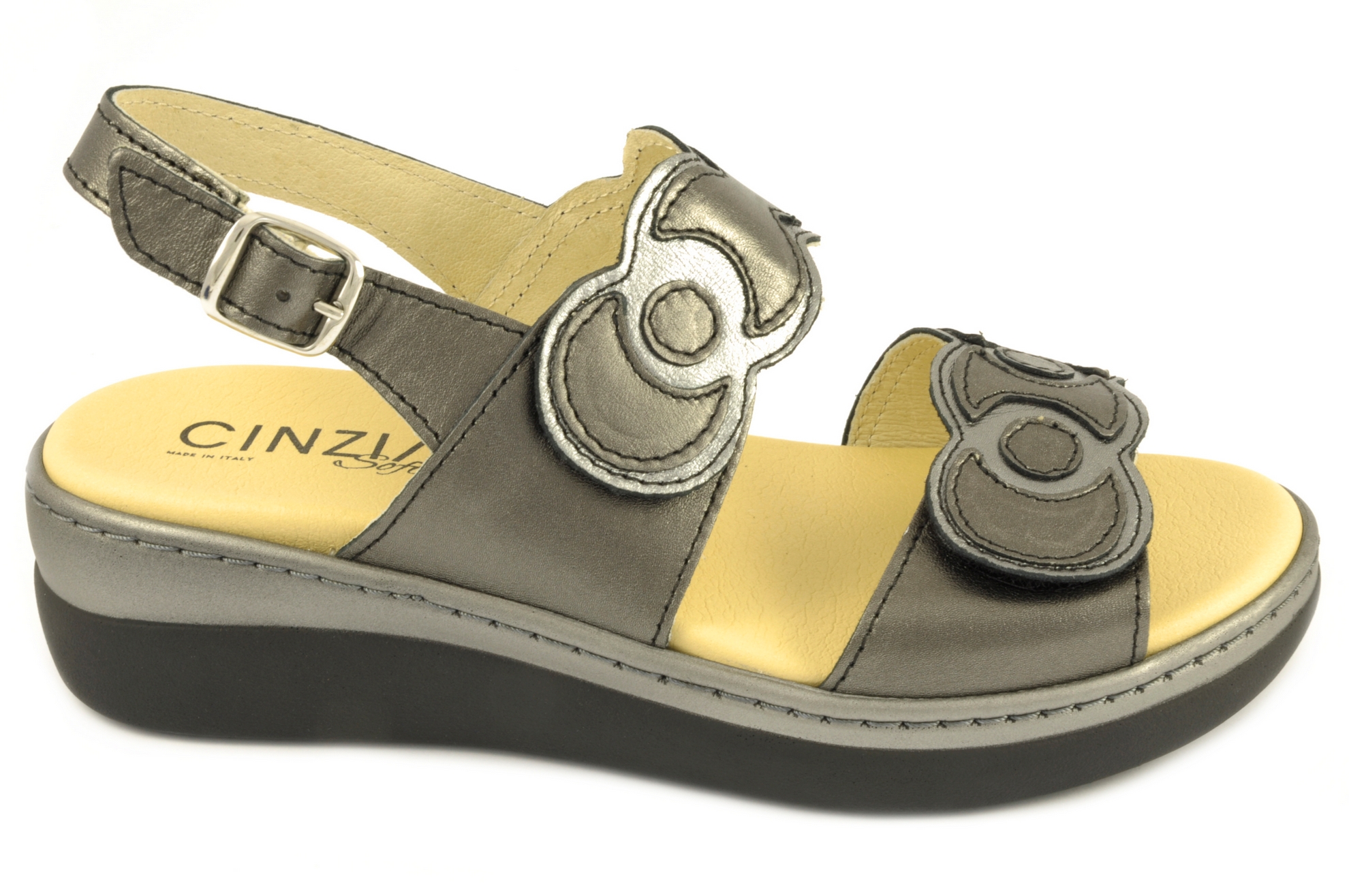 Sandalia con velcro Calzado mujer Cinzia Soft PIEL ANTRACITA