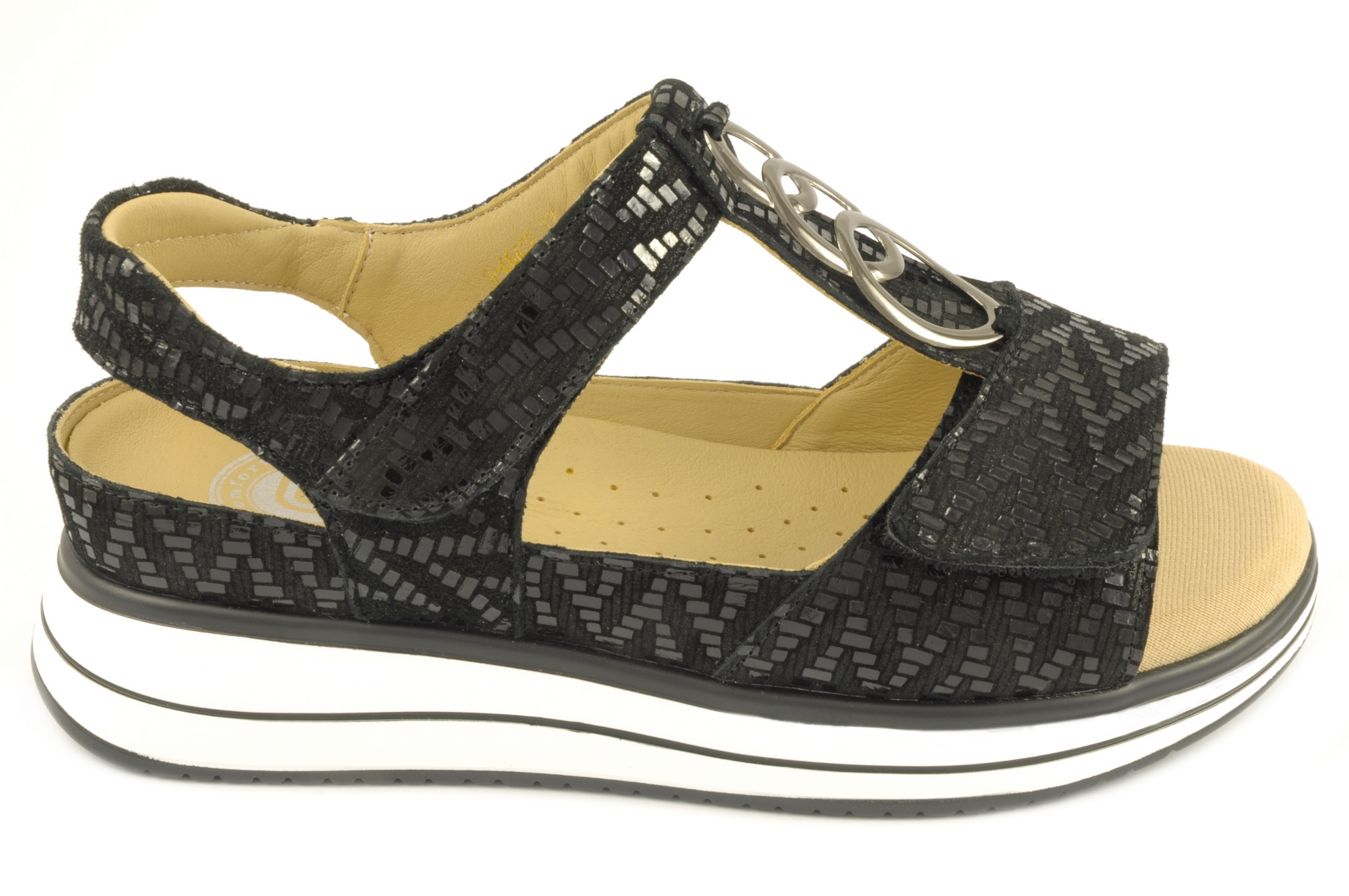 Sandalia con velcro Calzado mujer G Comfort PIEL NEGRO