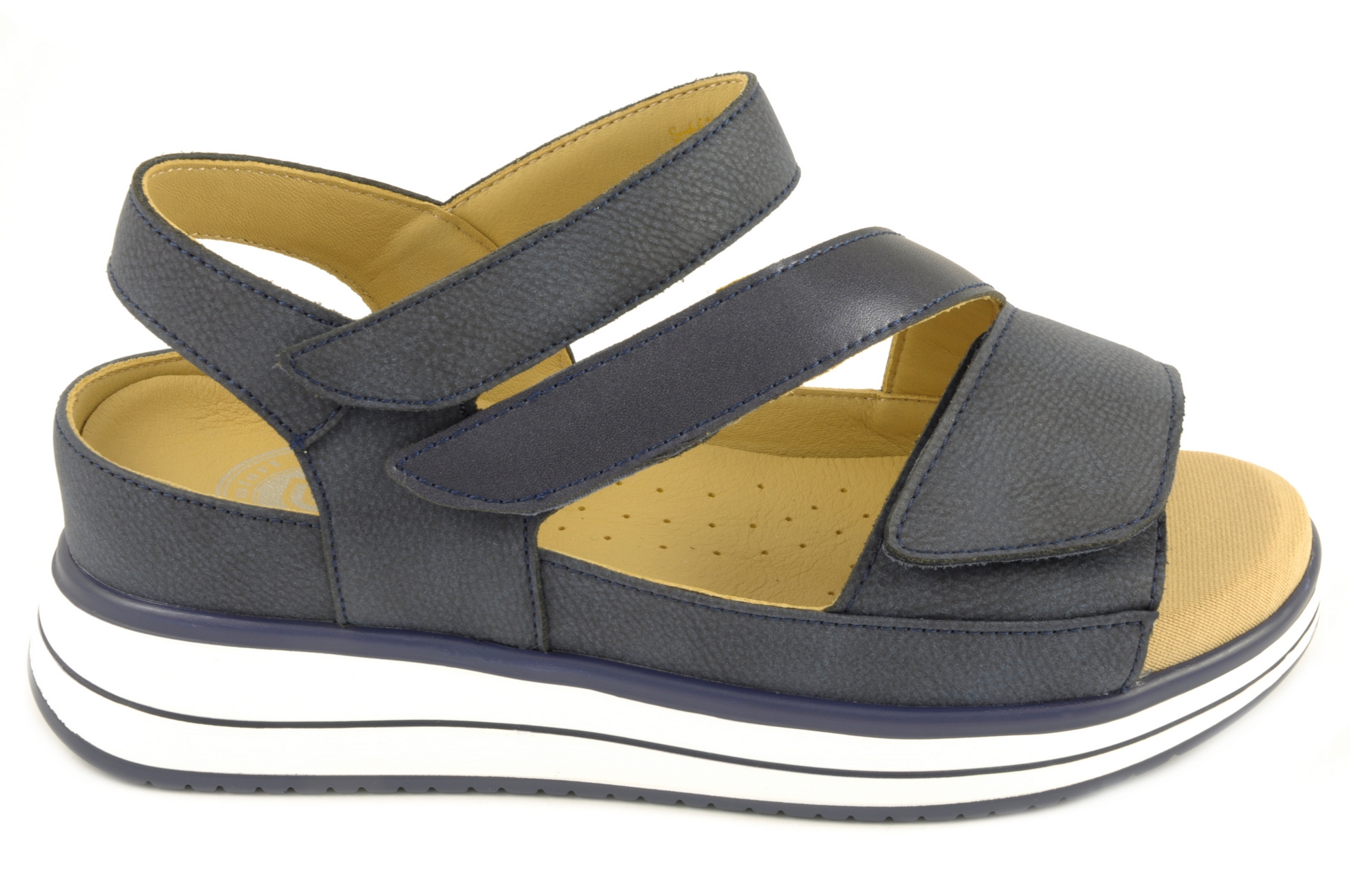 Sandalia con velcro Calzado mujer G Comfort PIEL AZUL MARINO