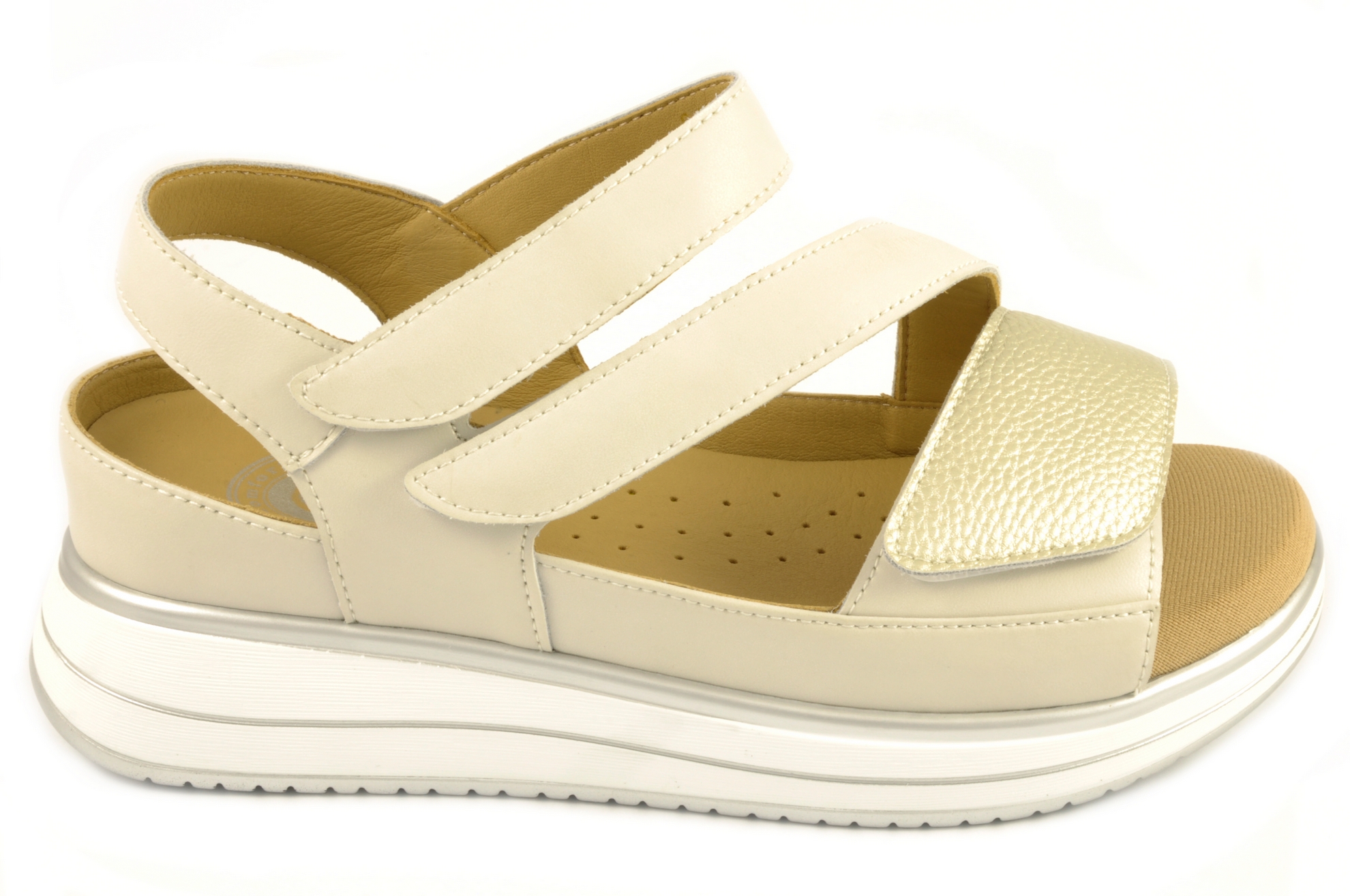 Sandalia con velcro Calzado mujer G Comfort PIEL BLANCO NACARADO