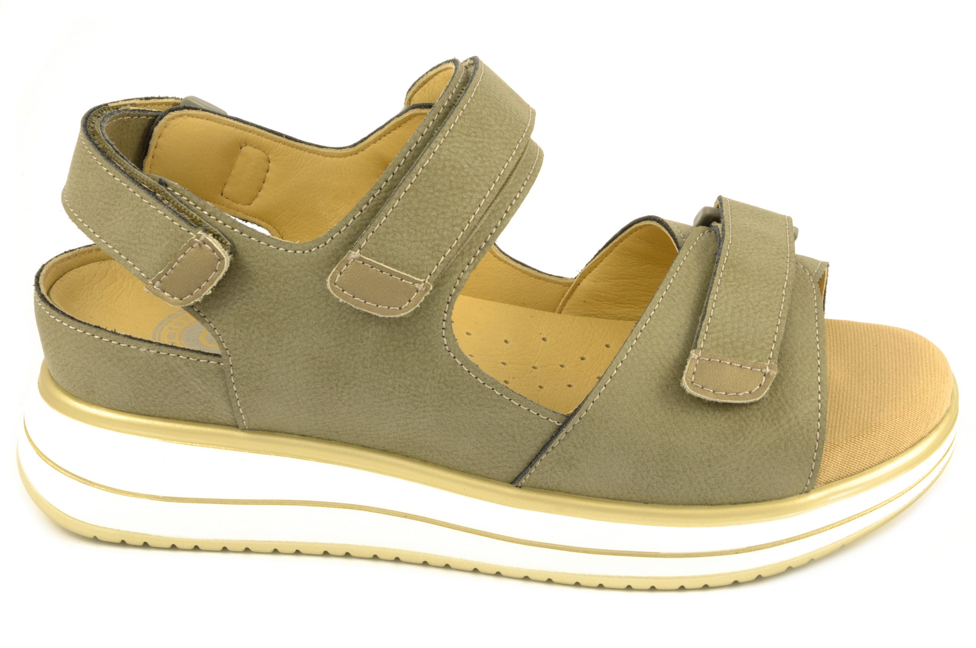 Sandalia con velcro Calzado mujer G Comfort PIEL CAQUI