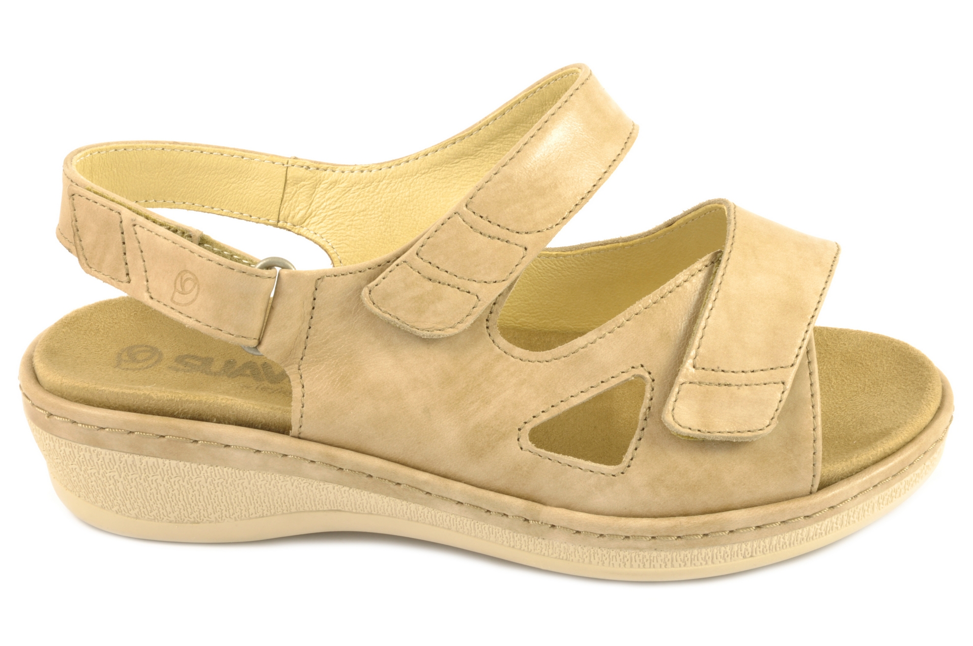 Sandalia con velcro Calzado mujer Suave PIEL ARENA