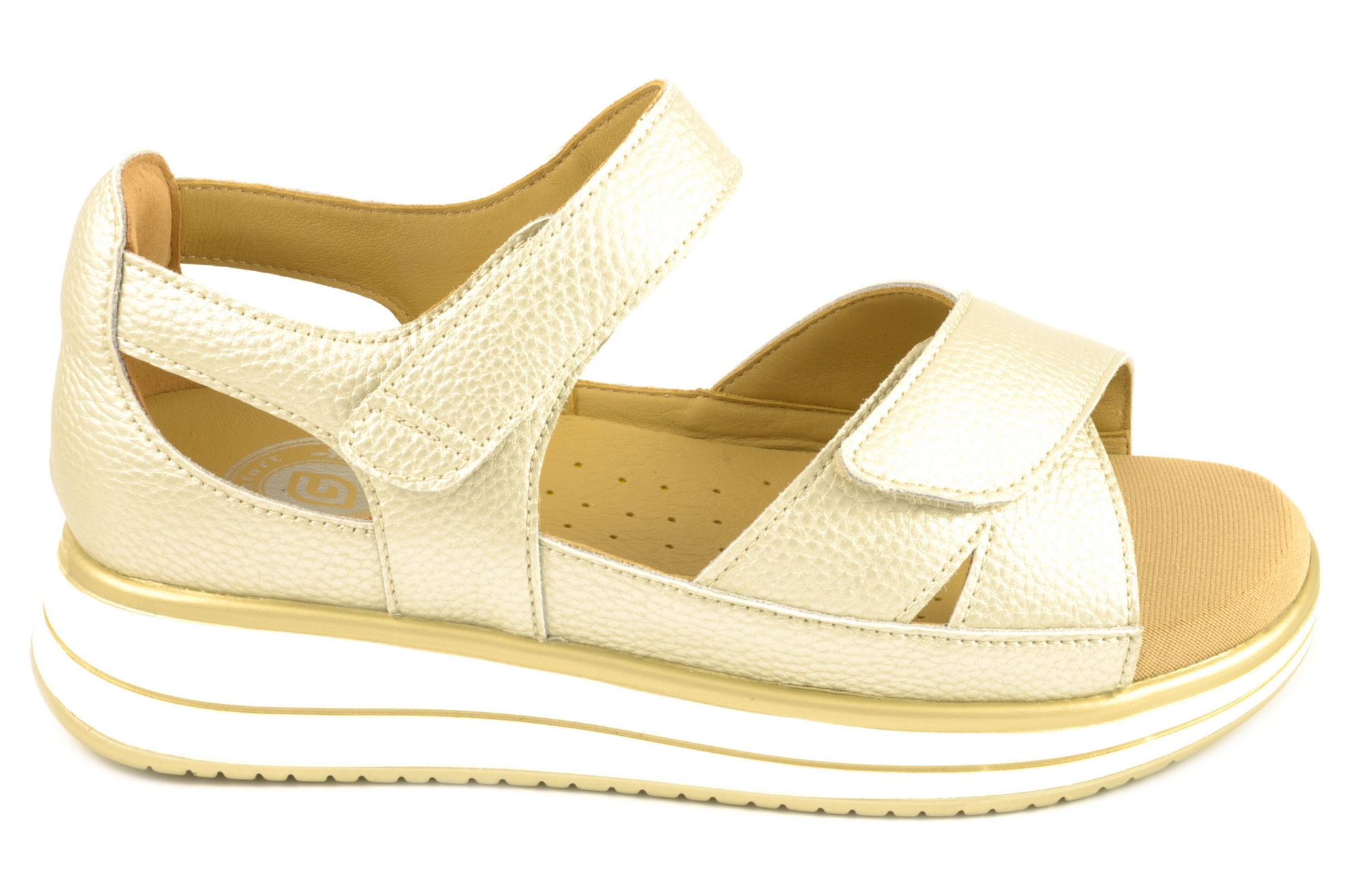 Zapato abierto de los dedos Calzado mujer G Comfort PIEL DORADO