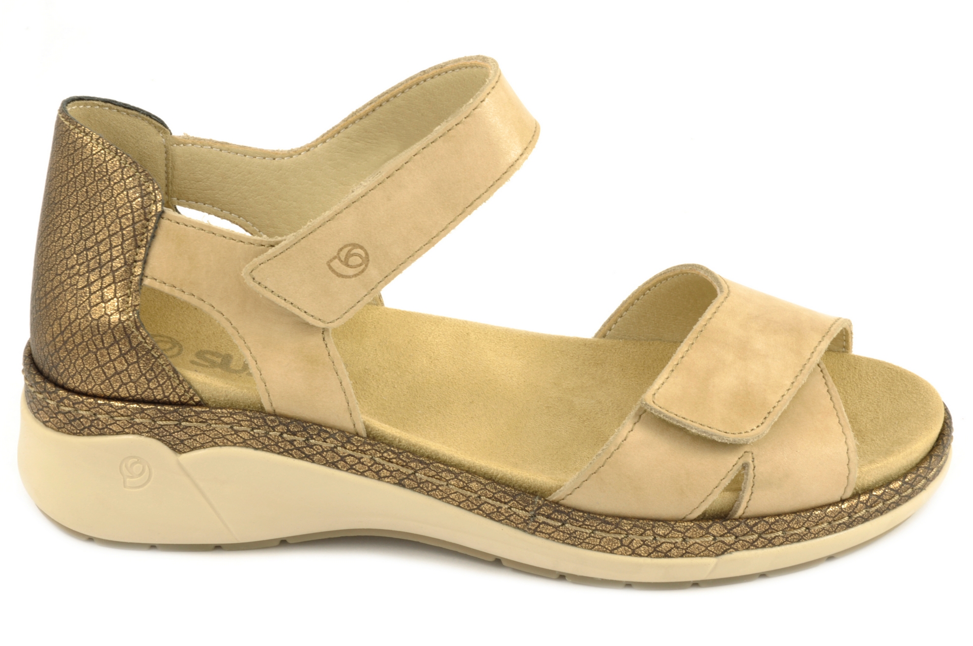 Zapato abierto de los dedos Calzado mujer Suave PIEL BEIGE MARRÓN