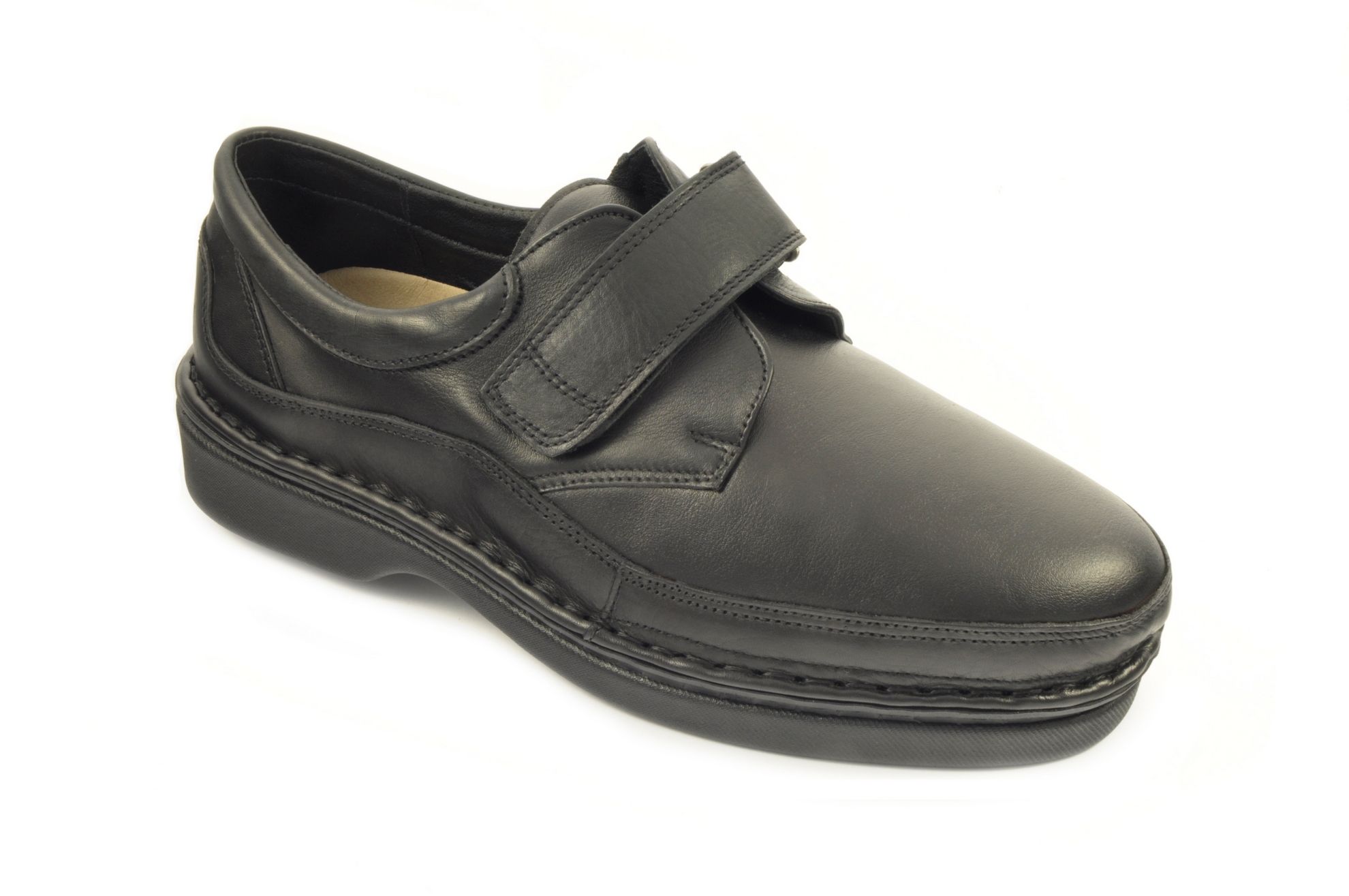 Zapato con velcro Calzado hombre calzaFarma PIEL/LICRA NEGRO