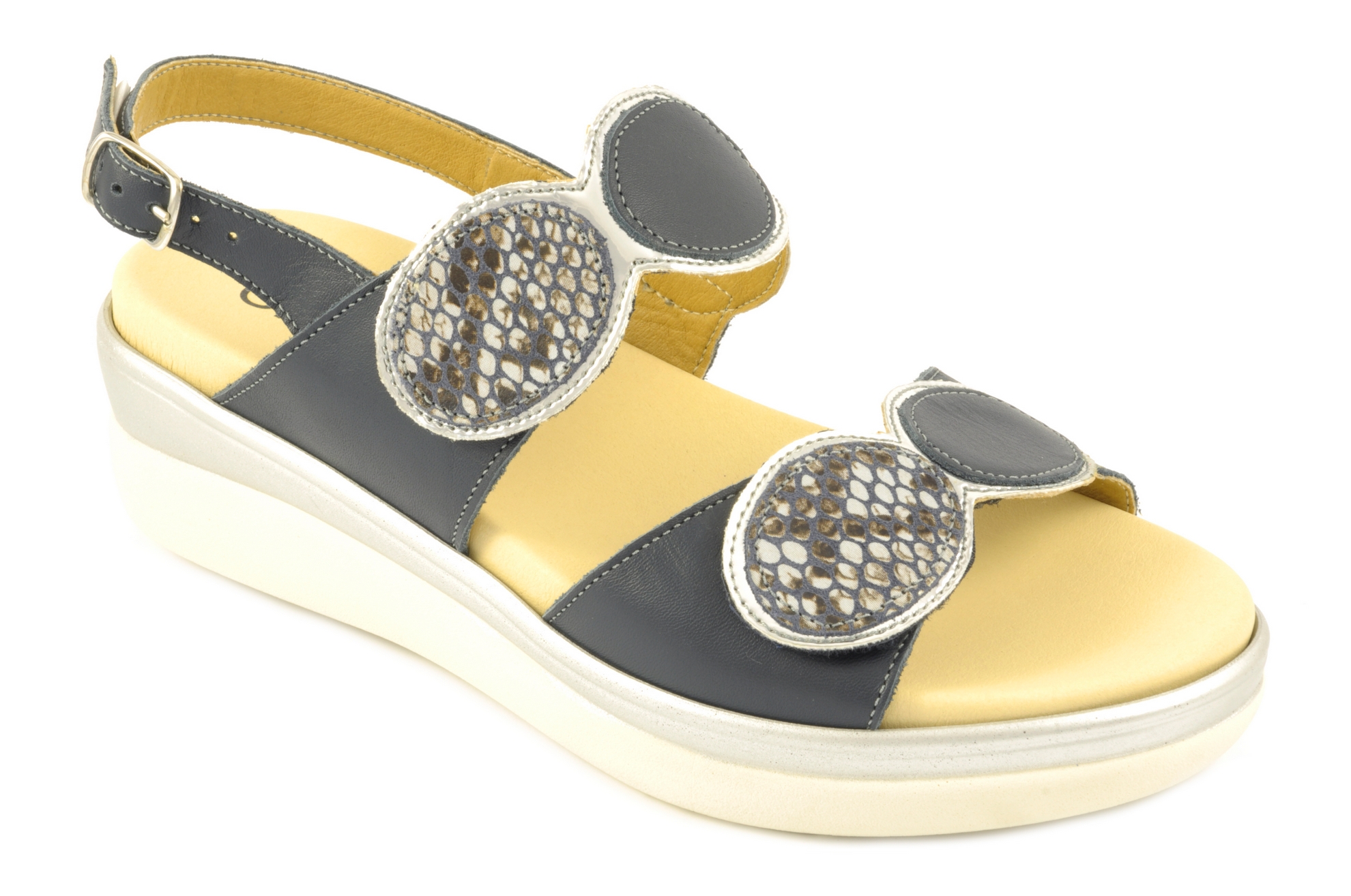 Sandalia con velcro Calzado mujer Cinzia Soft PIEL AZUL