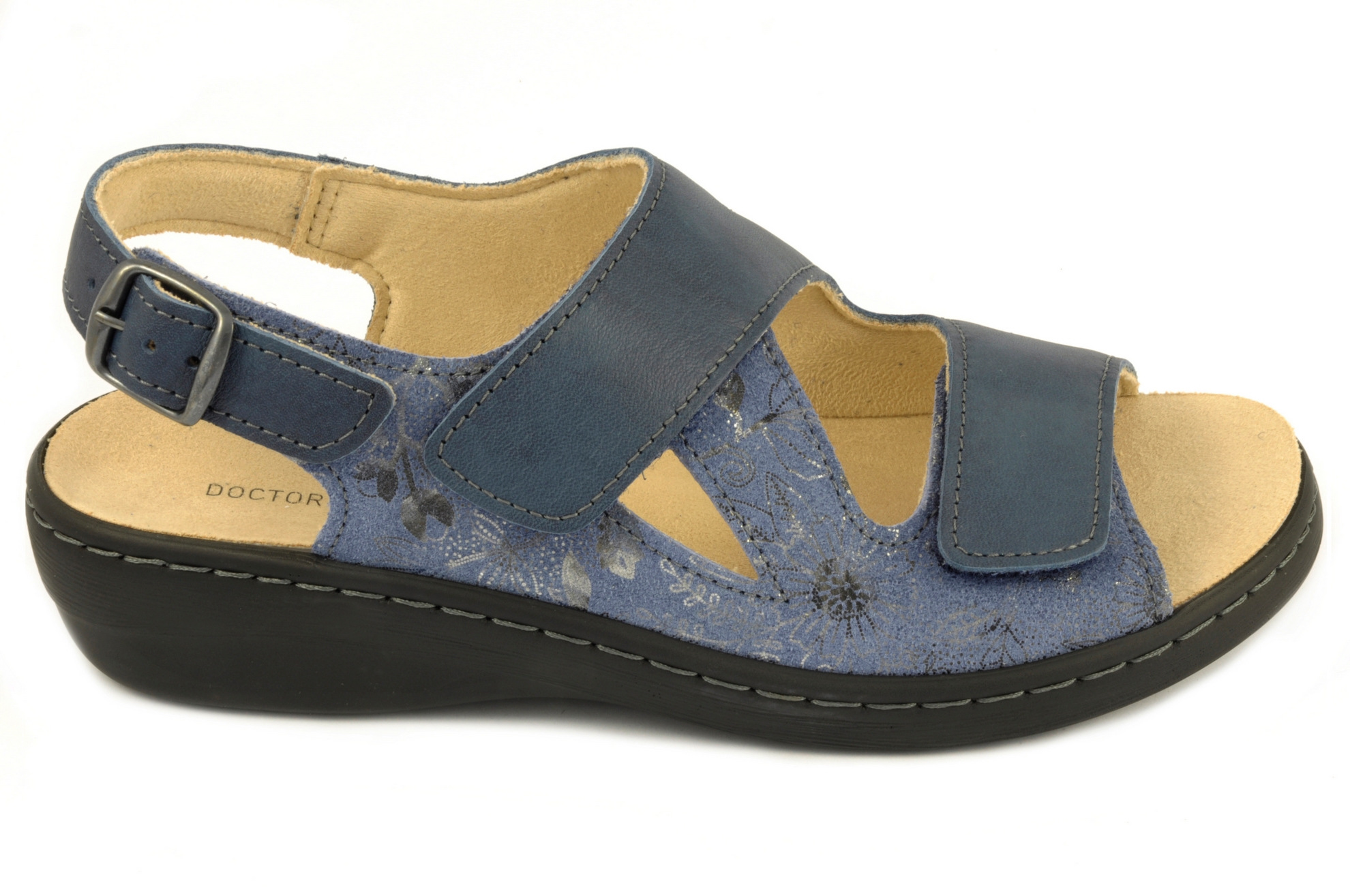 Sandalia con velcro Calzado mujer Doctor Cutillas PIEL AZUL MARINO