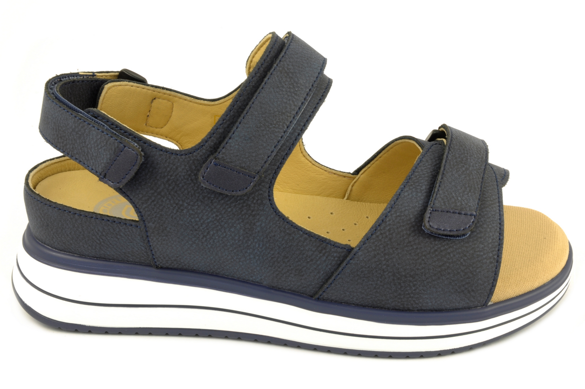 Sandalia con velcro Calzado mujer G Comfort PIEL AZUL MARINO