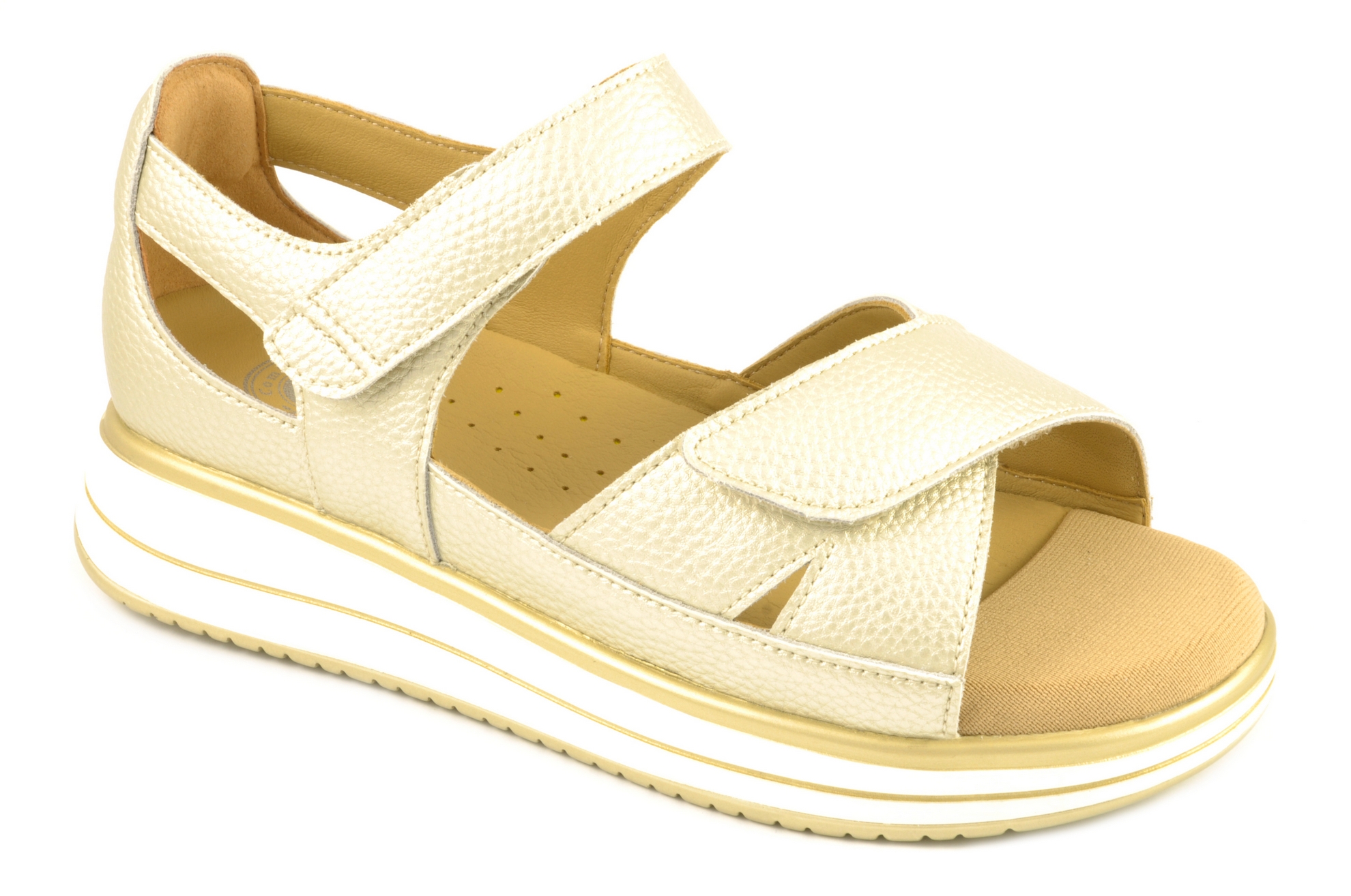 Zapato abierto de los dedos Calzado mujer G Comfort PIEL DORADO
