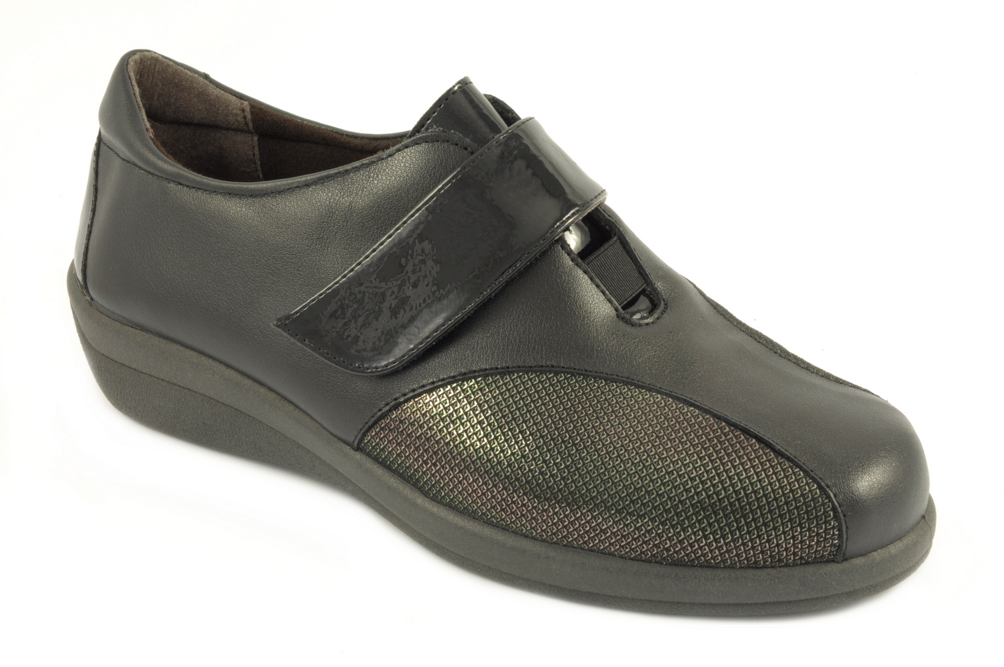 Rebajas Zapato con velcro Calzado mujer Doctor Cutillas PIEL/TEXTIL NEGRO