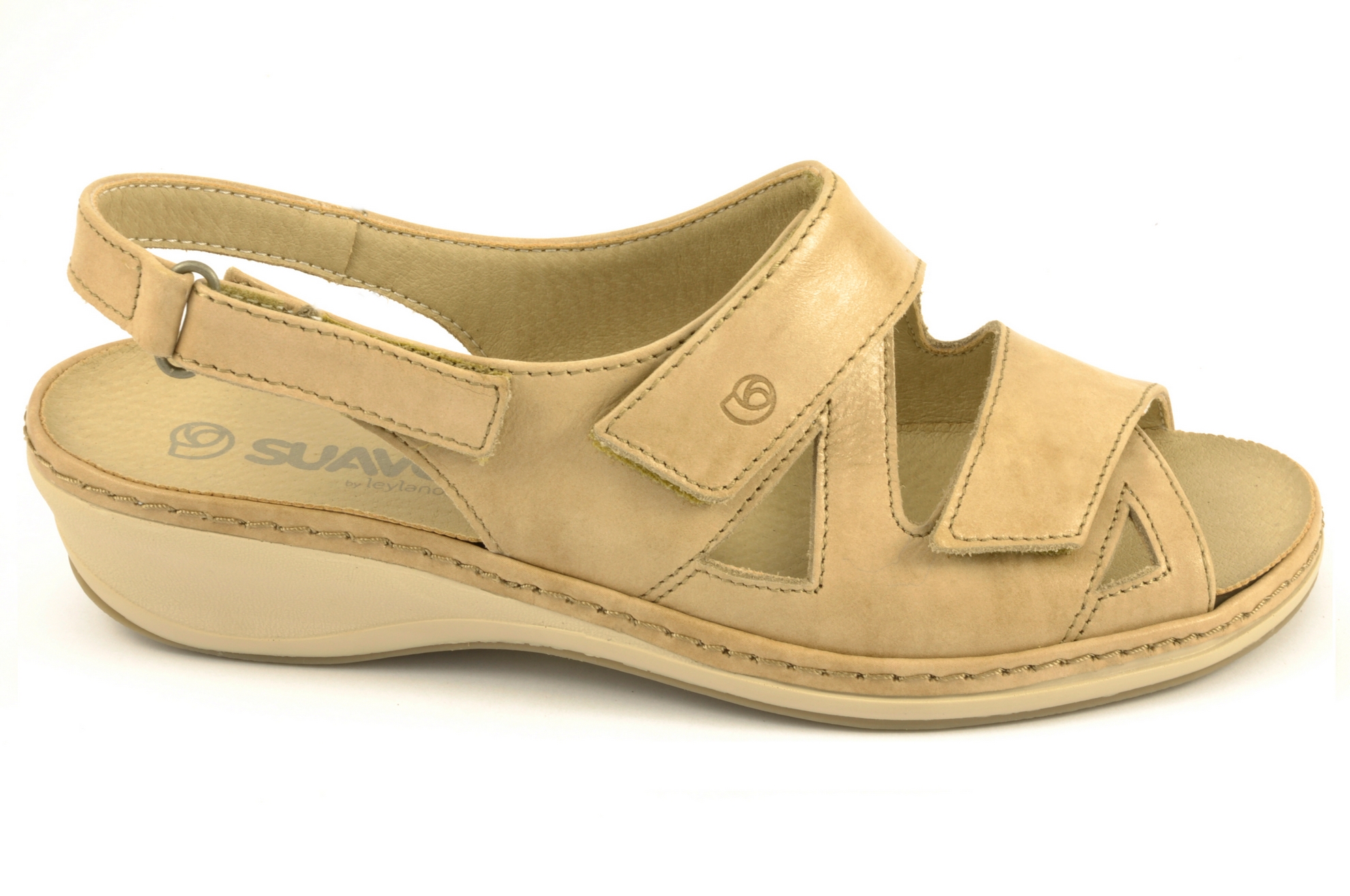 Rebajas Sandalia con velcro Calzado mujer Suave PIEL ARENA