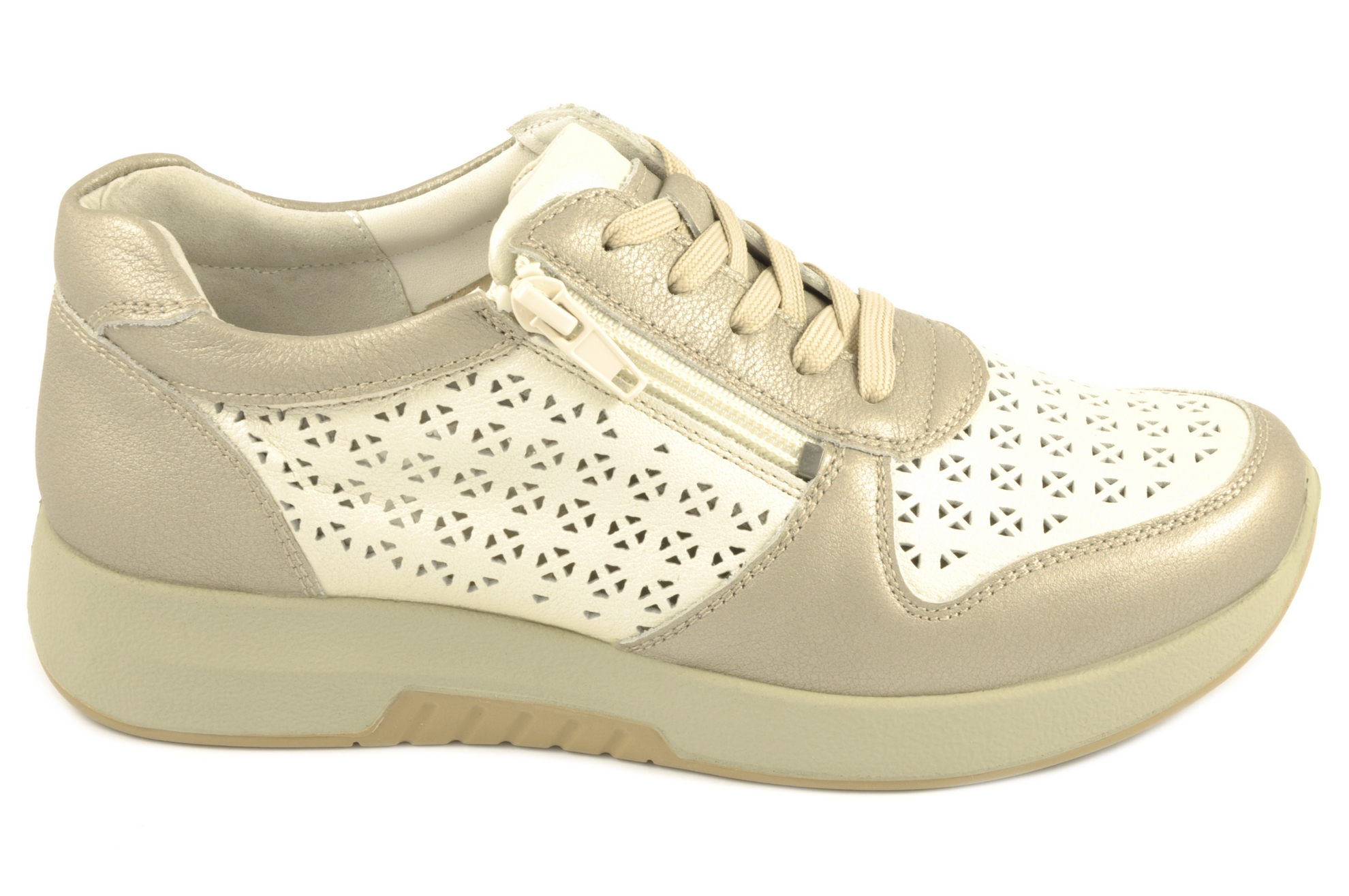 Zapato de cordÓn/cremallera Calzado mujer G Comfort PIEL BLANCO PLATEADO