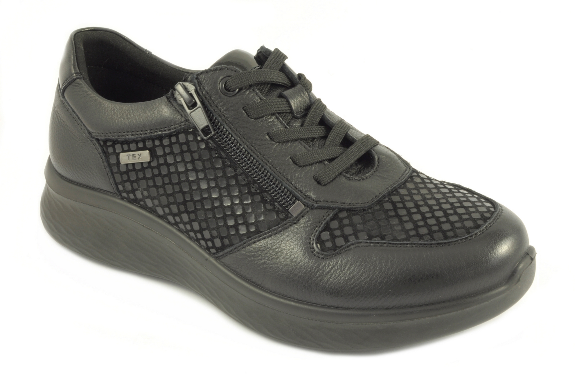 Zapato de cordÓn/cremallera Calzado mujer G Comfort PIEL/TEXTIL NEGRO