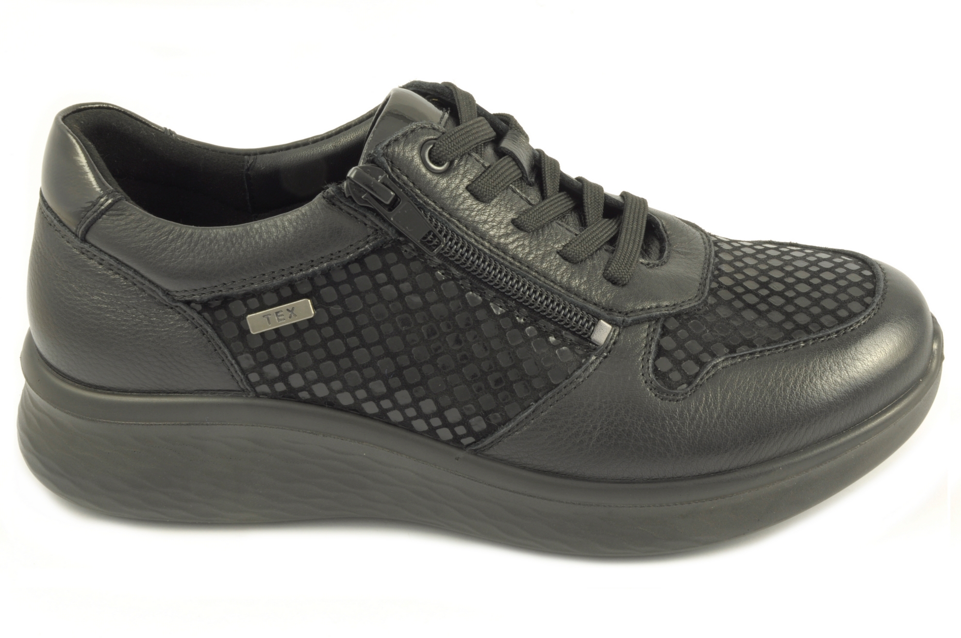 Zapato de cordÓn/cremallera Calzado mujer G Comfort PIEL/TEXTIL NEGRO